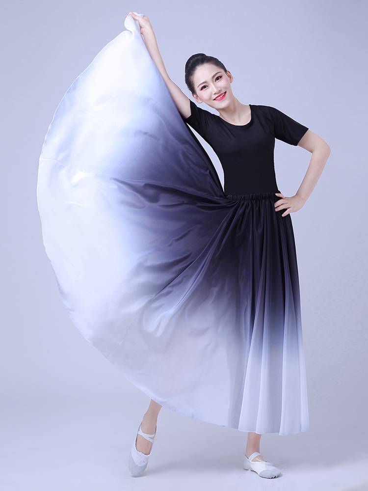 Classical dance big skirt Modern dance Chinese style Xinjiang dance practice skirt, elegant skirt practice performance suit