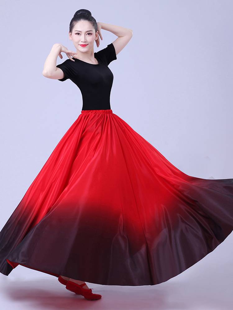 Classical dance big skirt Modern dance Chinese style Xinjiang dance practice skirt, elegant skirt practice performance suit