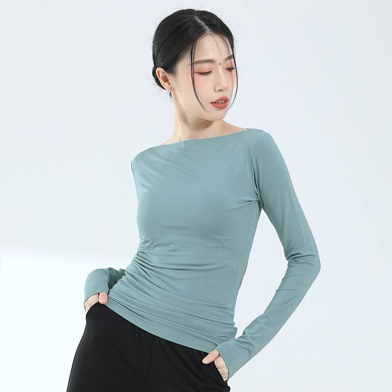 Spring and summer dance practice service women's word -of -the -art, thin sleeves, long sleeves, Chinese classical dance modern dance training shape clothes