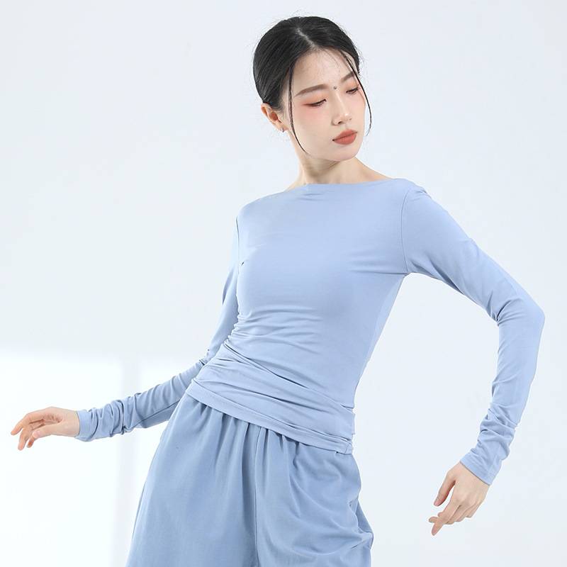 Spring and summer dance practice service women's word -of -the -art, thin sleeves, long sleeves, Chinese classical dance modern dance training shape clothes