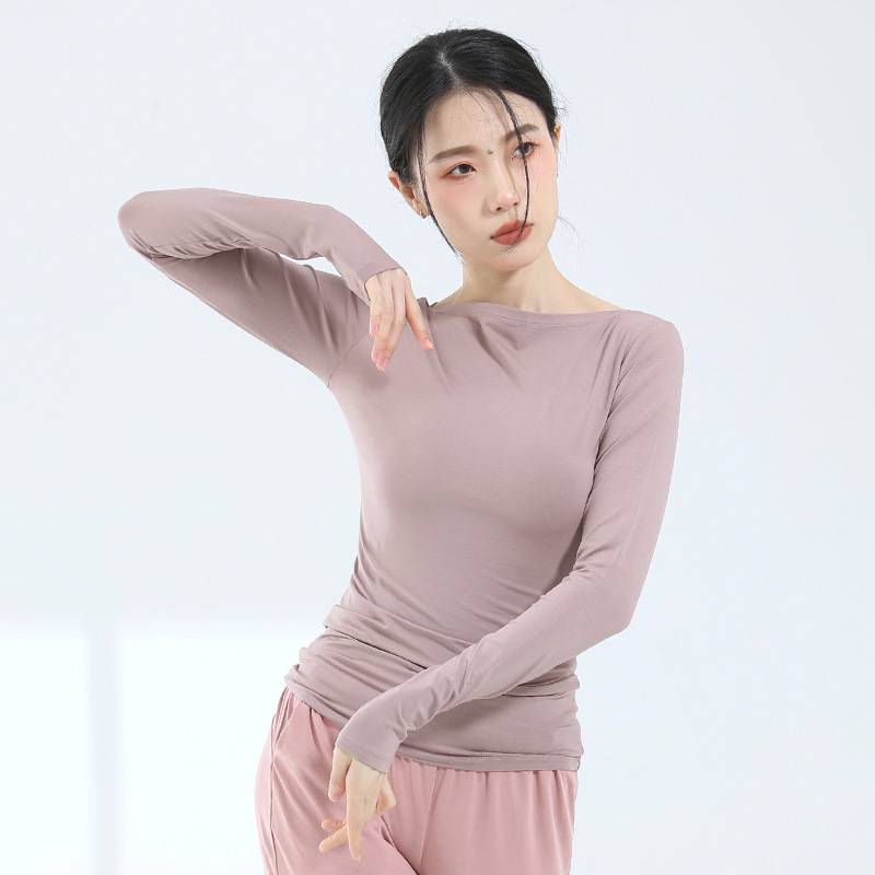 Spring and summer dance practice service women's word -of -the -art, thin sleeves, long sleeves, Chinese classical dance modern dance training shape clothes