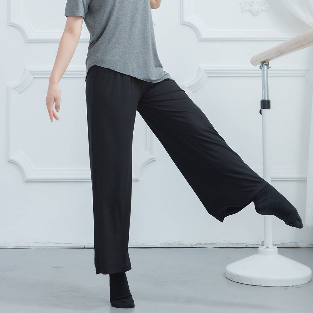 Loose wide -leg pants Modern dance exercise pants shape black female Modal straight clouds long pants classical dance service