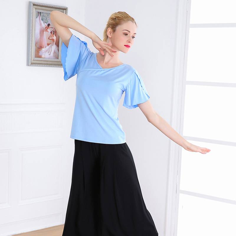 Modern dance exercise, clothing loose female adult spring and summer new long -sleeved leisure youth dance top
