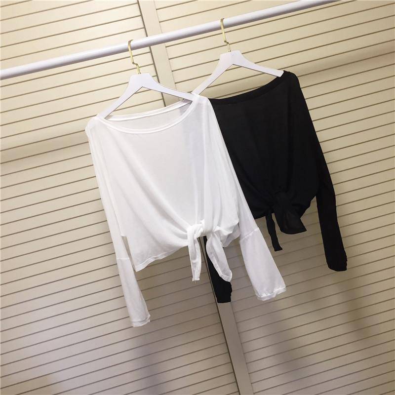 New dance service female short -sleeved loose knot hemp gauze short top modern dance exercise body performance show clothing