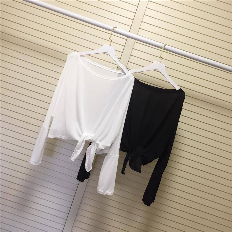 New dance service female short -sleeved loose knot hemp gauze short top modern dance exercise body performance show clothing
