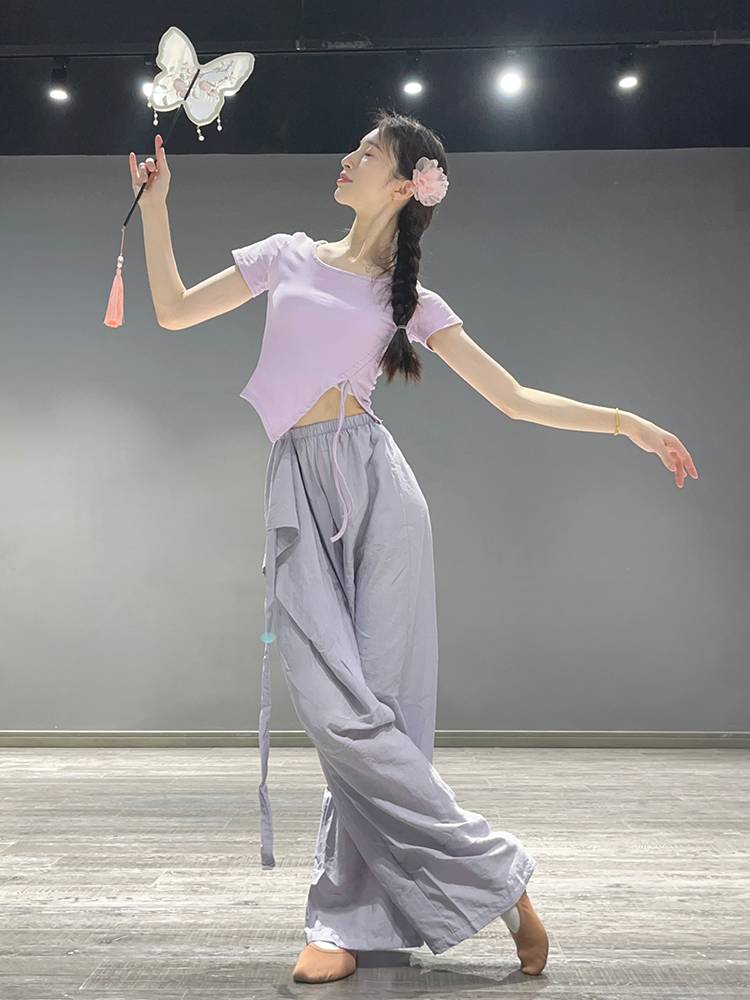 Modern dance exercise pants men's and women's same dance wide -leg pants Chinese classical dance exercise skills loose, elegant dance pants
