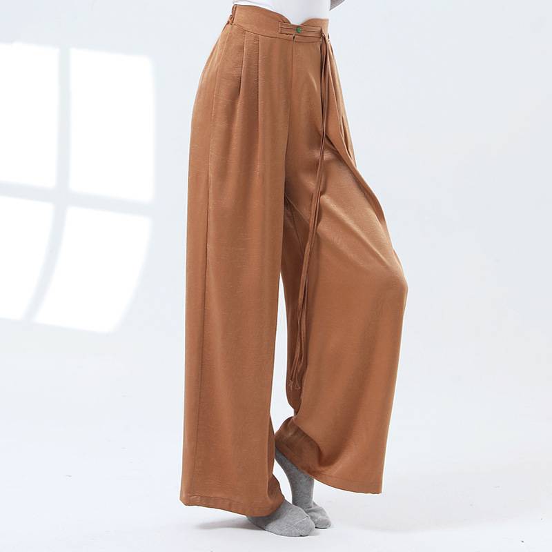 Modern dance straight trousers performance service men's and women's same loose ribbon long wide -leg pants cotton wrinkle dance pants