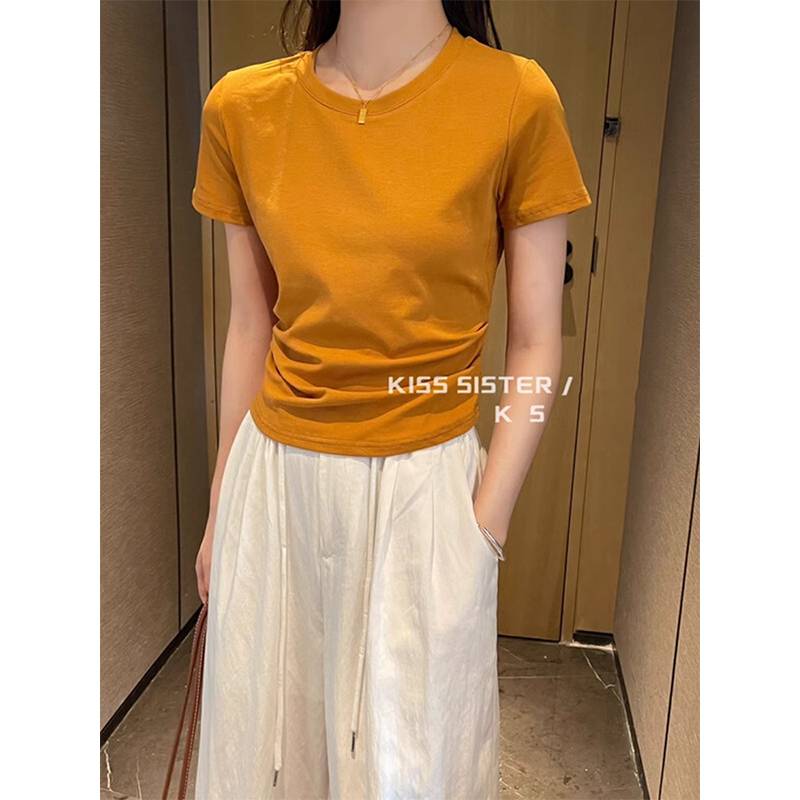 Back hollow dance service female modern dance short -sleeved top -shaped body exercise uniform adult Chinese classical dance base training uniform