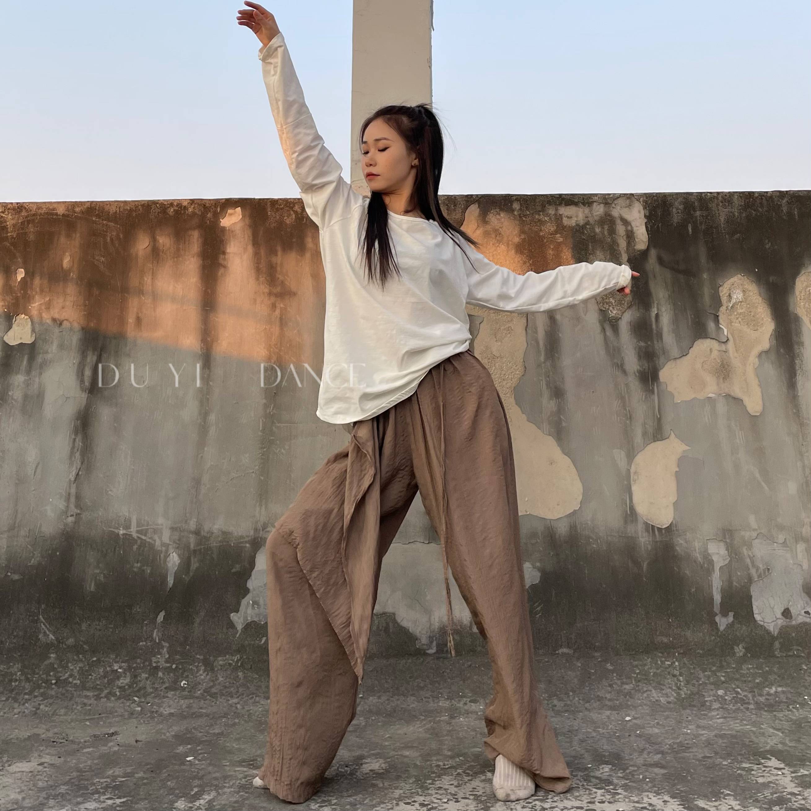 Modern dance pants dance pants loose body exercise pants folds straight wide -leg pants classical dance pants