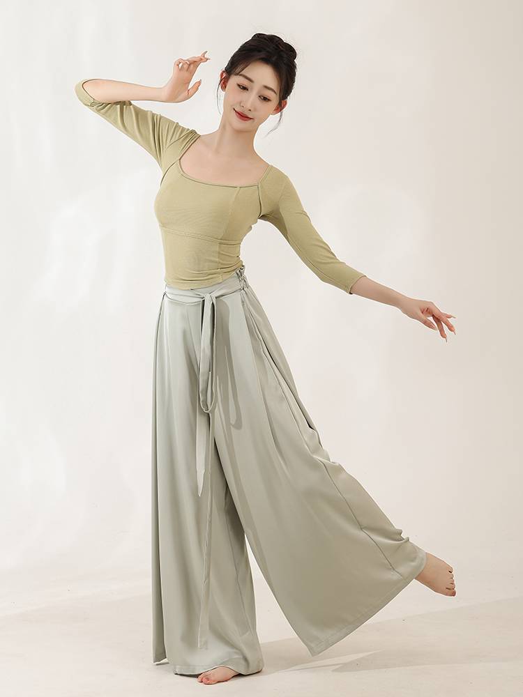 Chun Ruo Ji Hyundai Dance Pants Saton Width -leg Pants Professional Training Chinese Dance Performance Classical Dance Pants