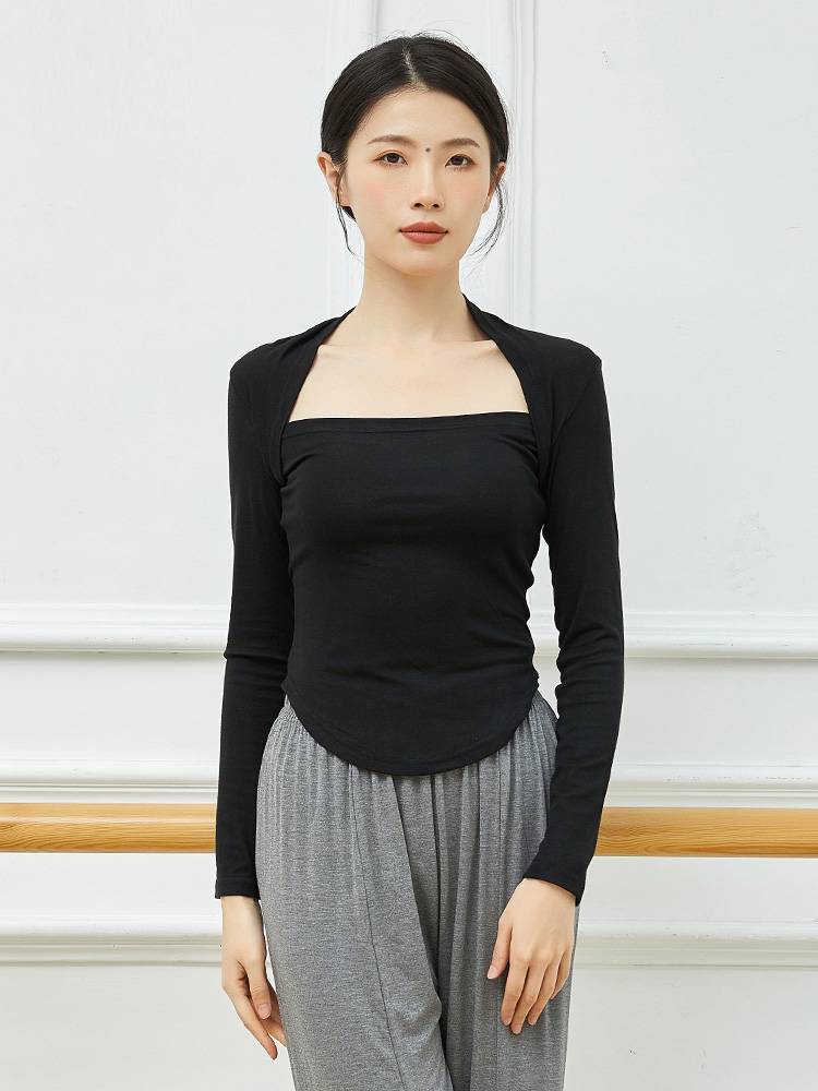 Dance clothing practice clothes Modern dance clothing classical dance female art test shape clothes black top ballet clothing adult