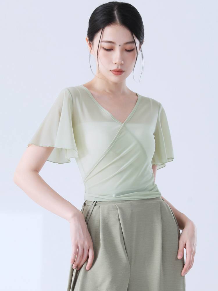 Classical dance clothing adult women's top gauze 2024 new gauze training exercise figure elegant art test dancing modern