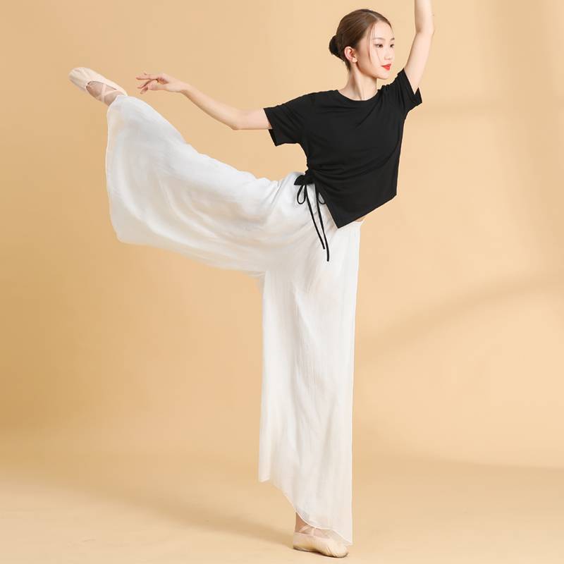 Dance service women's shirt short sleeves in summer loose training, modern body training black Modal dancing clothing