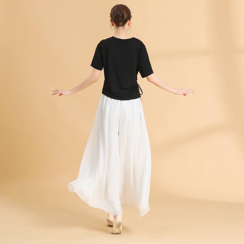 Dance service women's shirt short sleeves in summer loose training, modern body training black Modal dancing clothing