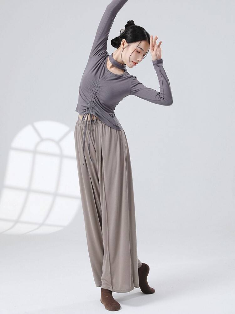 Dancer's song Classical Dance, elegant and loose straight -legged pants Modern dance exercise, copper ammonia dance service