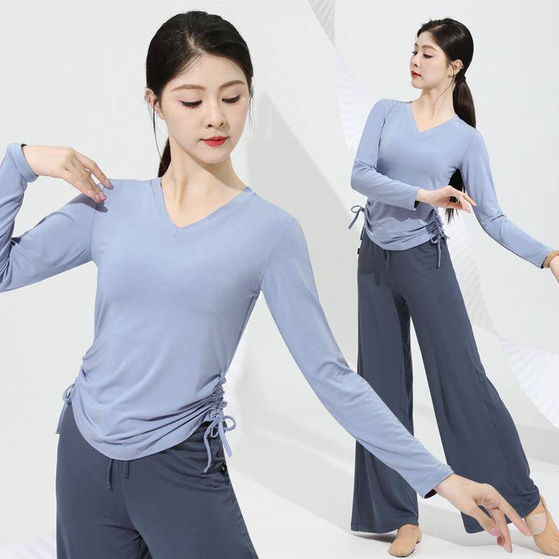 Summer dance practice clothing women's suite training Chinese classical dance dancing Modal top modern dance