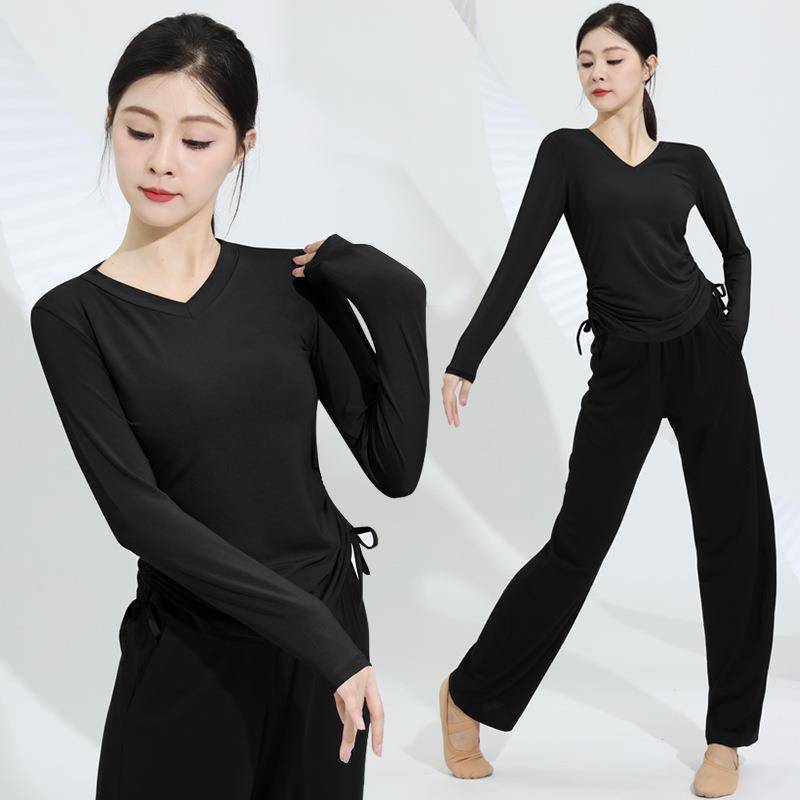 Summer dance practice clothing women's suite training Chinese classical dance dancing Modal top modern dance