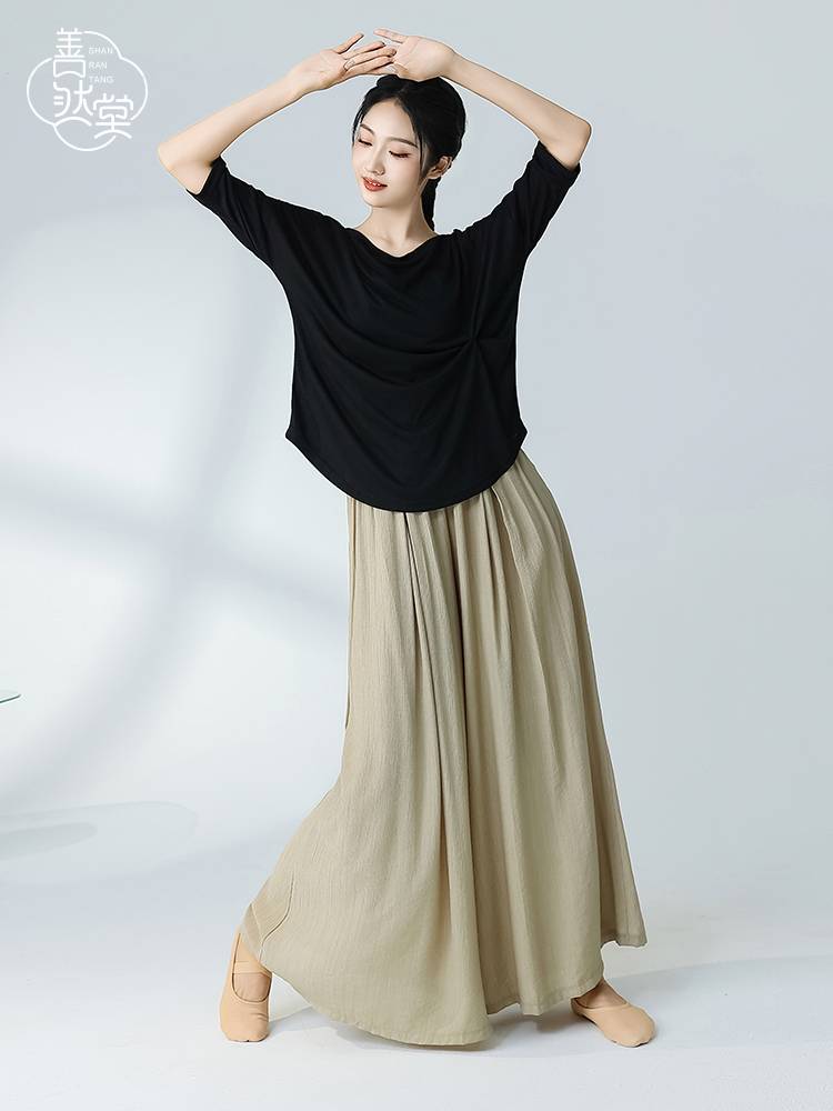 Shan Ran Hall of Summer New Modern Dance Practice Server Slim Top Top Sleeping Sleeve V -neck Loose Loose Dance Female Women