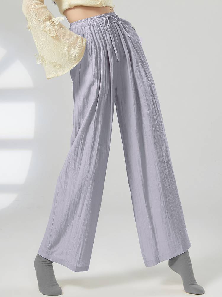 Cotton and linen modern dance exercise pocket pockets, straight -leg wide -leg pants, national wind, elegant Chinese dance nation classical dance clothing