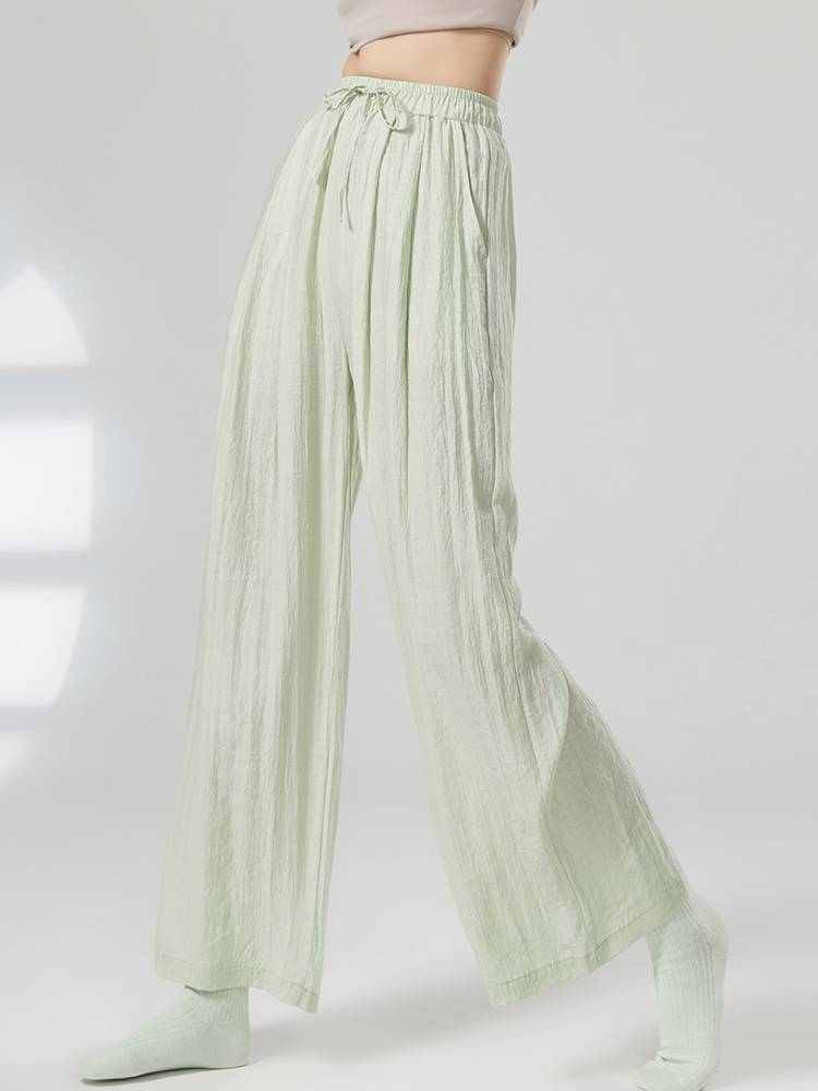 Cotton and linen modern dance exercise pocket pockets, straight -leg wide -leg pants, national wind, elegant Chinese dance nation classical dance clothing