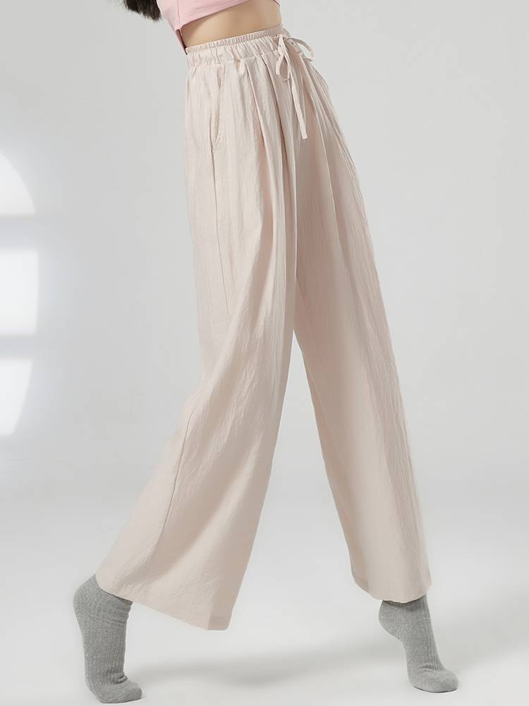 Cotton and linen modern dance exercise pocket pockets, straight -leg wide -leg pants, national wind, elegant Chinese dance nation classical dance clothing