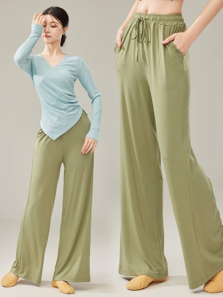 Chinese modern dance clothing Modal straight loose dance pants female practice clothes body clothes practice dance clothes wide -leg pants