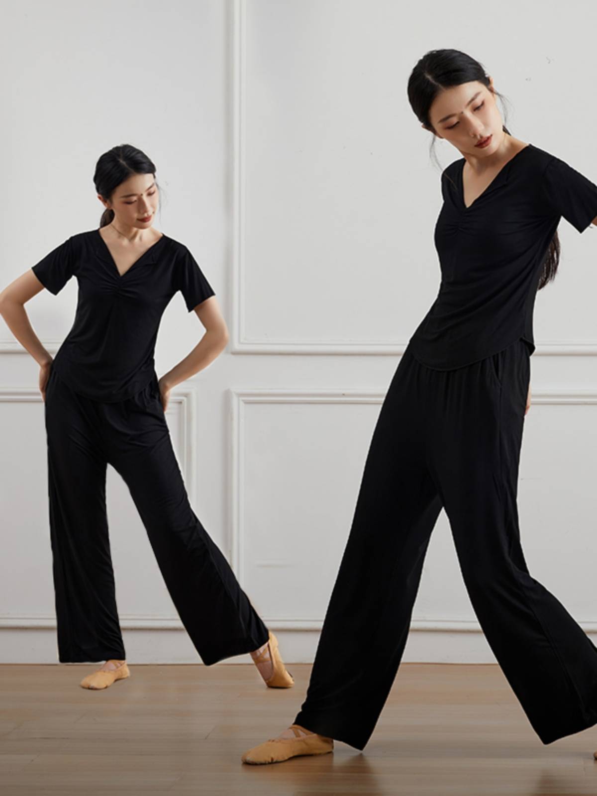 New Modern Dance Practice Server Mo Daer Dance Short Sleeve Adult Classical Dance Server Naokou Wide Pants