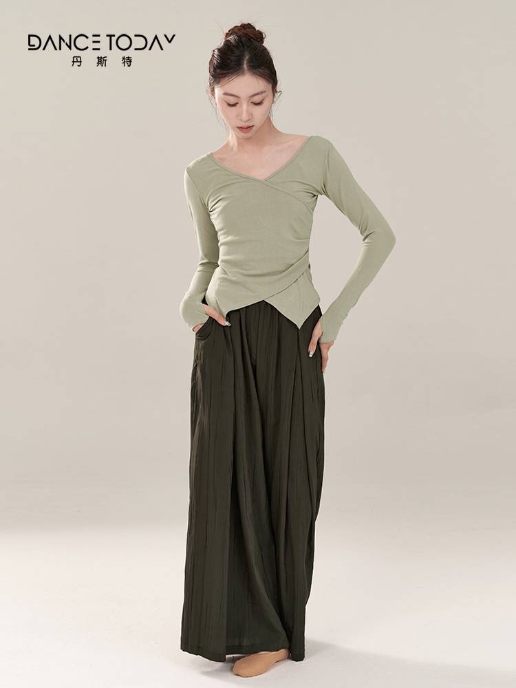 Dancetoday Modern Dance Services Daily Performance Candidates Candidates Practice Services Long -sleeved knitted dancing top