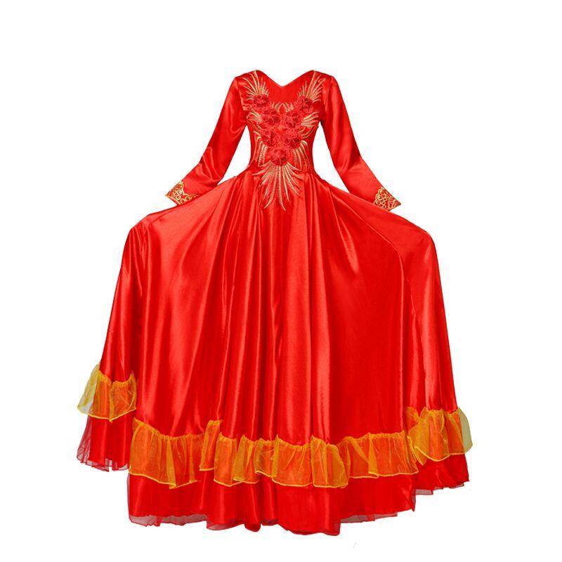 Genuine 2021 new opening dance big skirt dance performance service female long skirt adult chorus modern fan stage