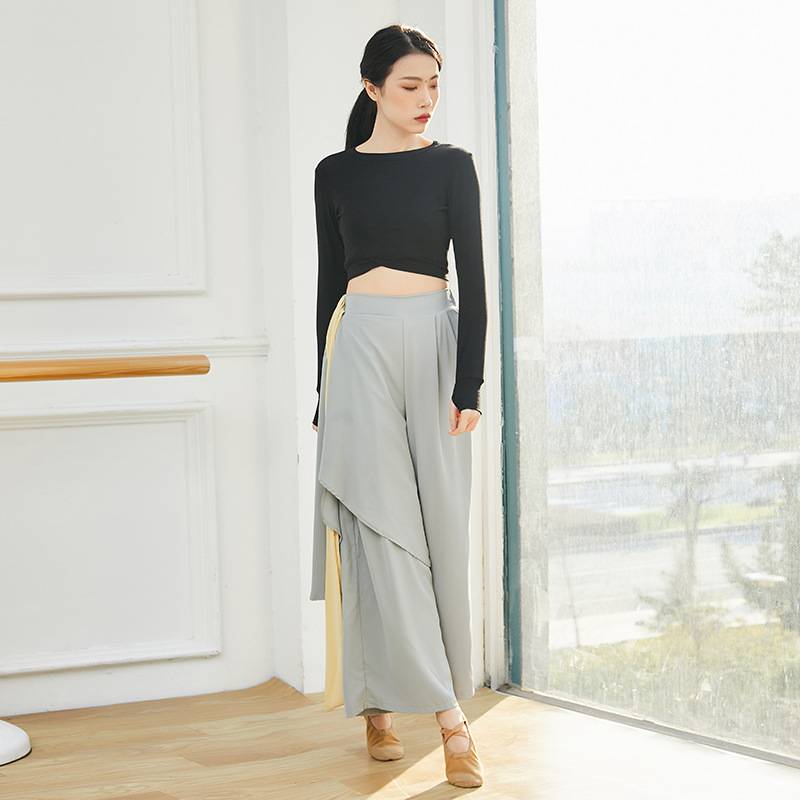 Belly dance dance service female thin long sleeve finger buckle shirt Modern dance exercise body training fitness yoga clothing