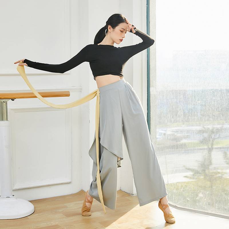 Belly dance dance service female thin long sleeve finger buckle shirt Modern dance exercise body training fitness yoga clothing