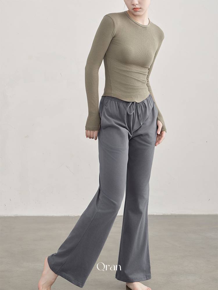 QRAN Modern Dance Men's Women Straight Pants Large Practice Dress Loose Pants Pure Cotton Pants