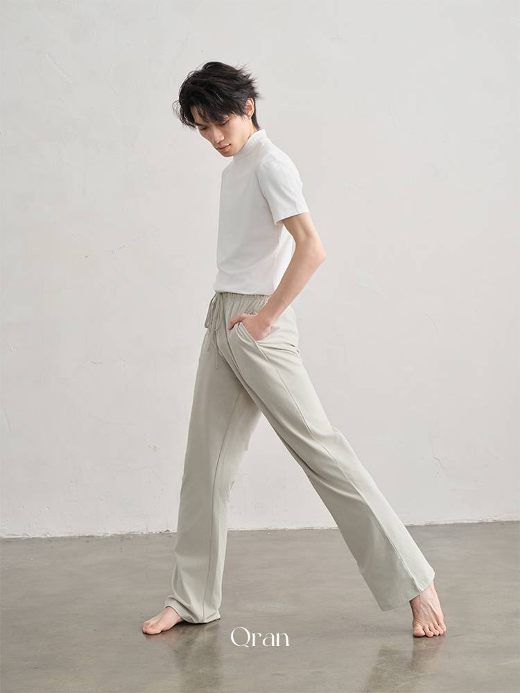 QRAN Modern Dance Men's Women Straight Pants Large Practice Dress Loose Pants Pure Cotton Pants
