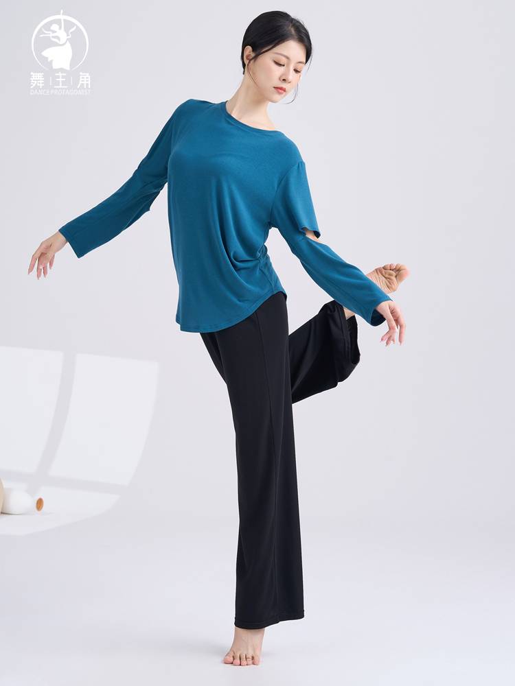 Dance main corner Modern dance exercise girl dance birthday often wear long -sleeved sleeve finger top classic dance training suit
