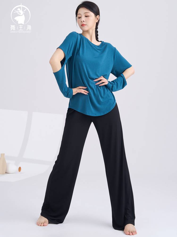 Dance main corner Modern dance exercise girl dance birthday often wear long -sleeved sleeve finger top classic dance training suit