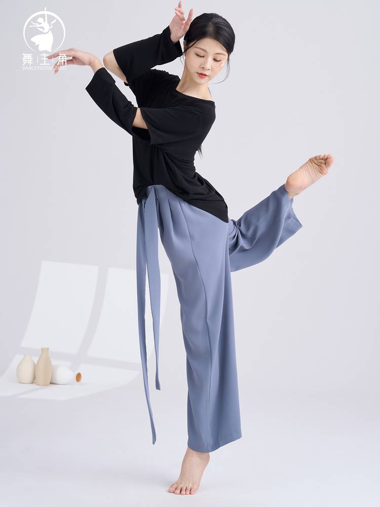 Dance main corner Modern dance exercise girl dance birthday often wear long -sleeved sleeve finger top classic dance training suit