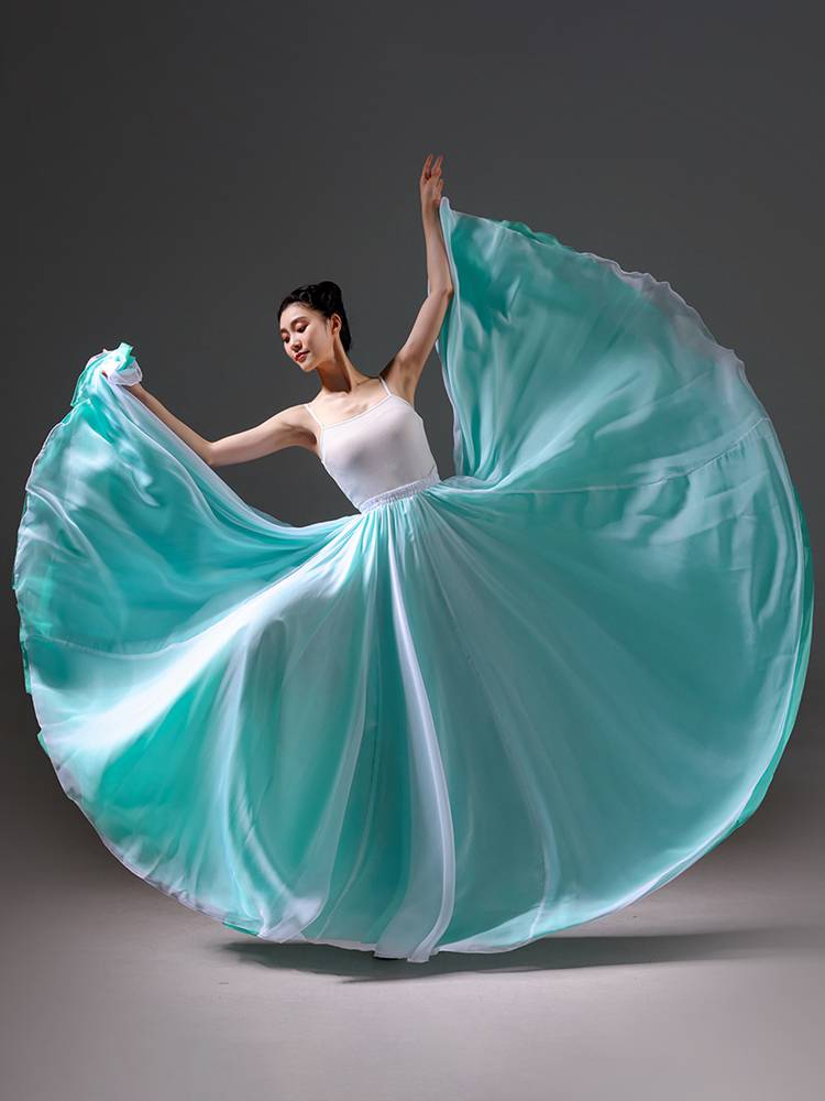 Large dance skirt 720 degrees chiffon dual -layer Xinjiang dance performance service modern classical Victoria dance exercise exercise skirt