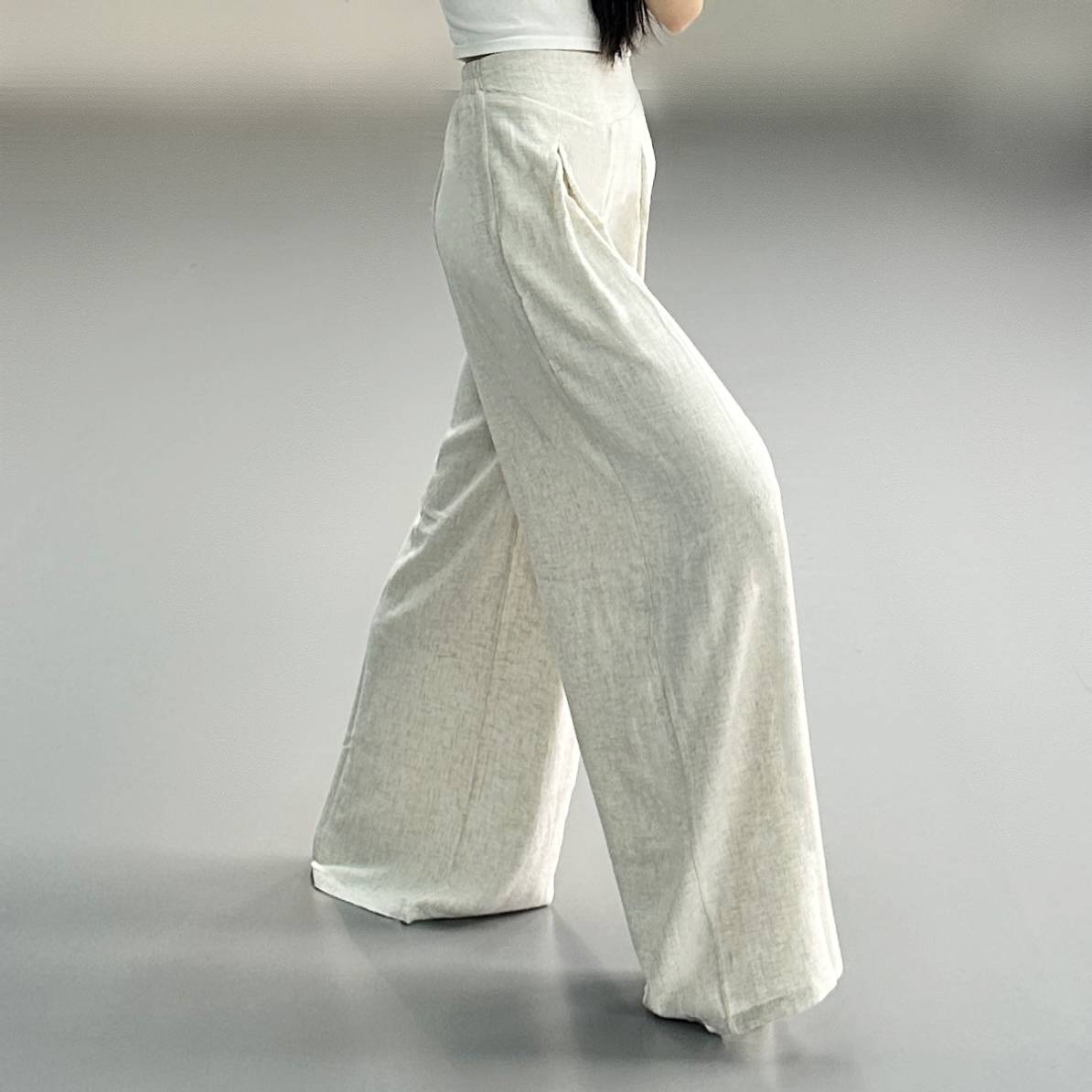 Cotton and linen modern dance exercise pants female new wide -leg cotton and linen loose dance pants classical dance adult dance