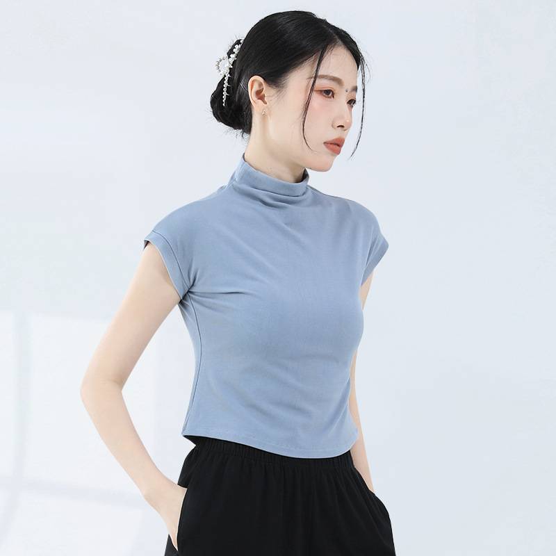 Modern Dance Practice Server 2024 New high -necked short -sleeved female top dance service classical dance training suit