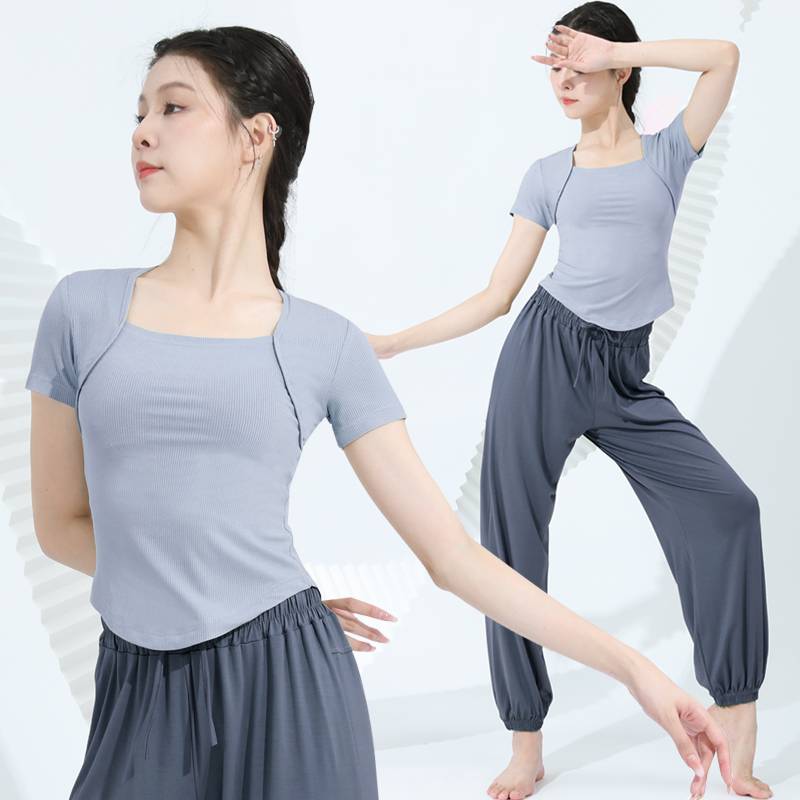Dance practice clothes Top, female adult shape dancing short A sleeve Chinese classical modern dance art test clothing