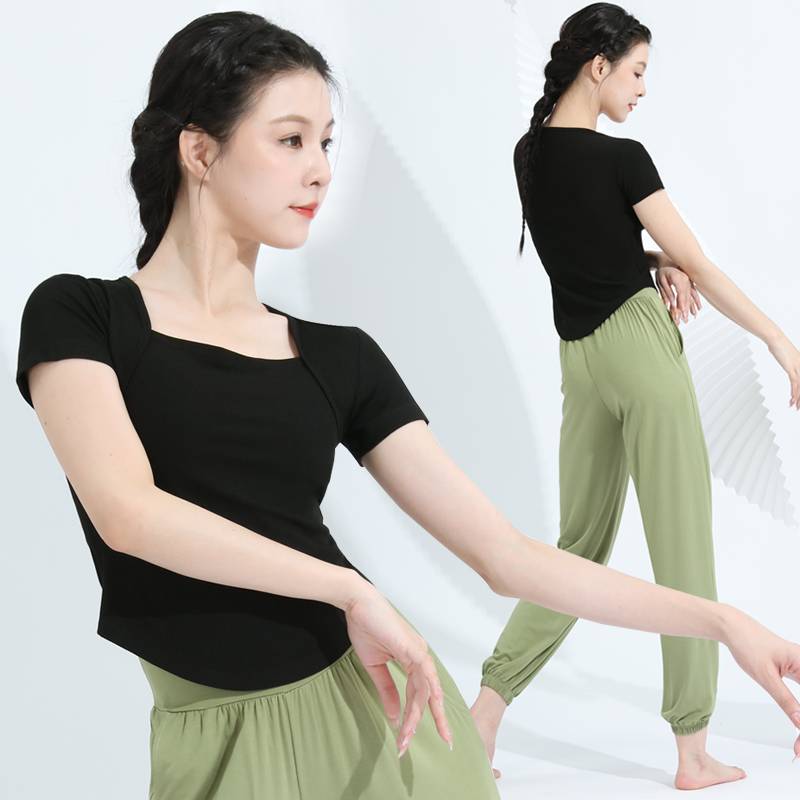 Dance practice clothes Top, female adult shape dancing short A sleeve Chinese classical modern dance art test clothing