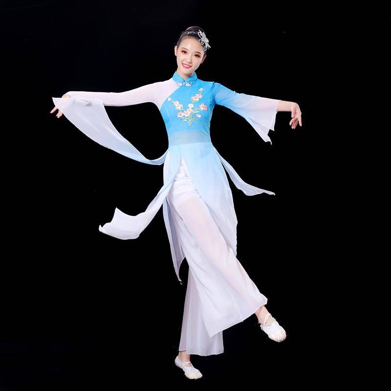 New classical women's gauze, elegant fan dance Yangge clothing suit Modern dance square dance performance clothing girl