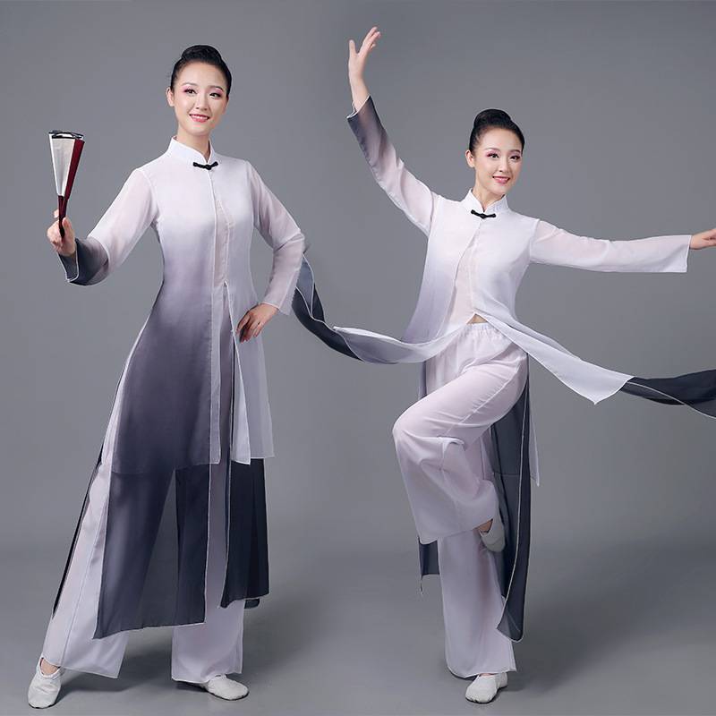 Classical dance performance clothing male Chinese style book simplified dance modern ink style gauze literary performance clothing suite