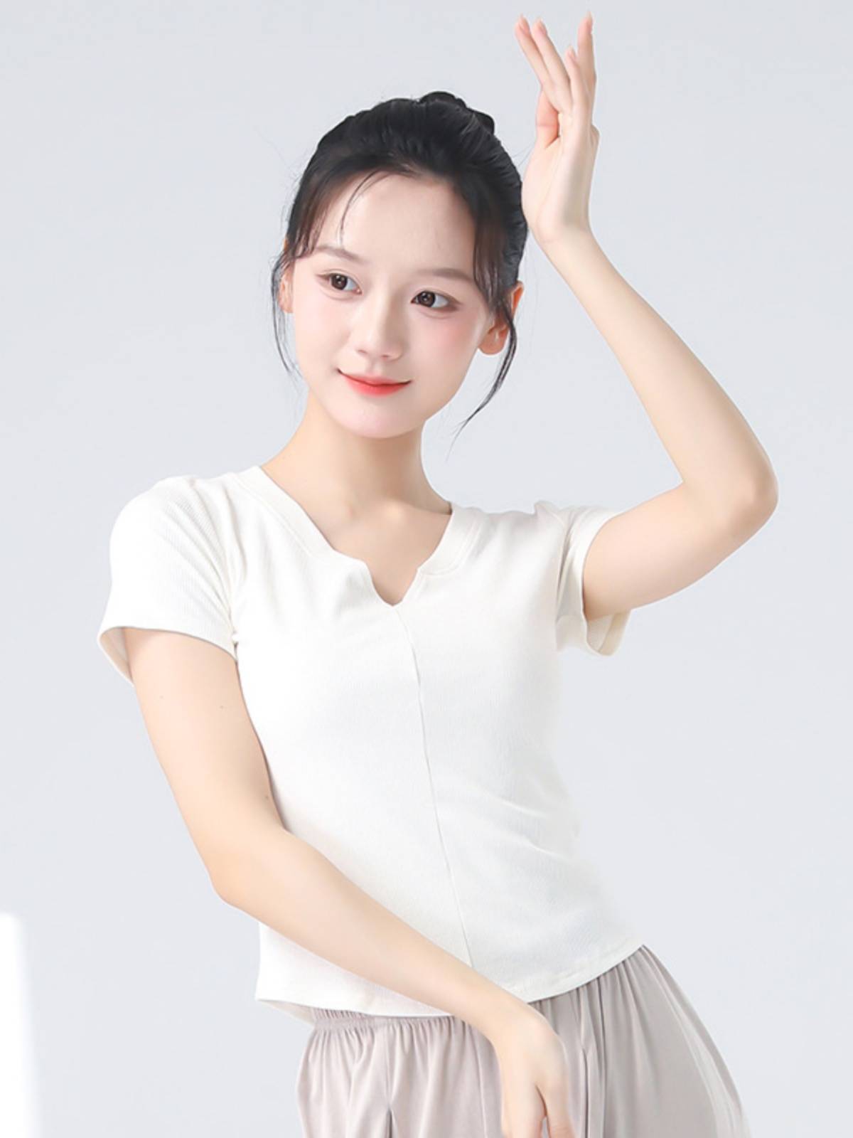 Modern dance exercise service women's top in summer new self -slim adult short -sleeved training clothing classical dance clothing
