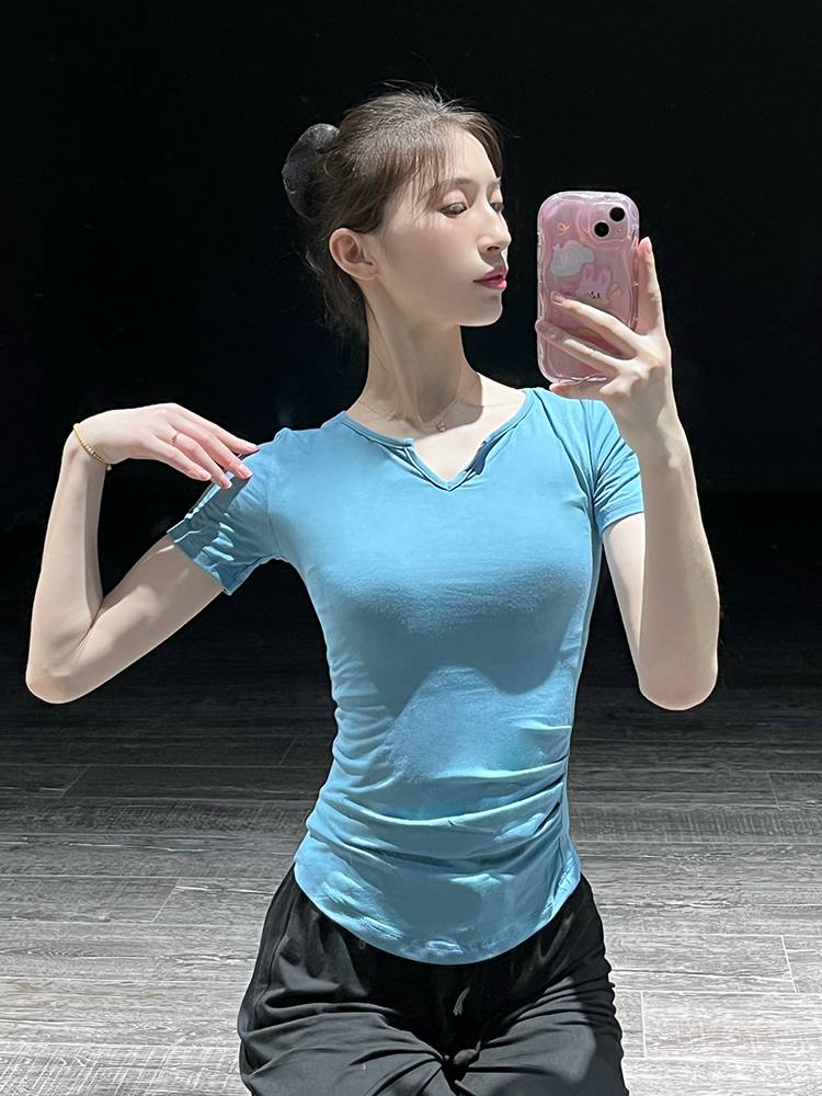Modern dance clothing practice service top female short -sleeved Modal Chinese classical dance professional art test