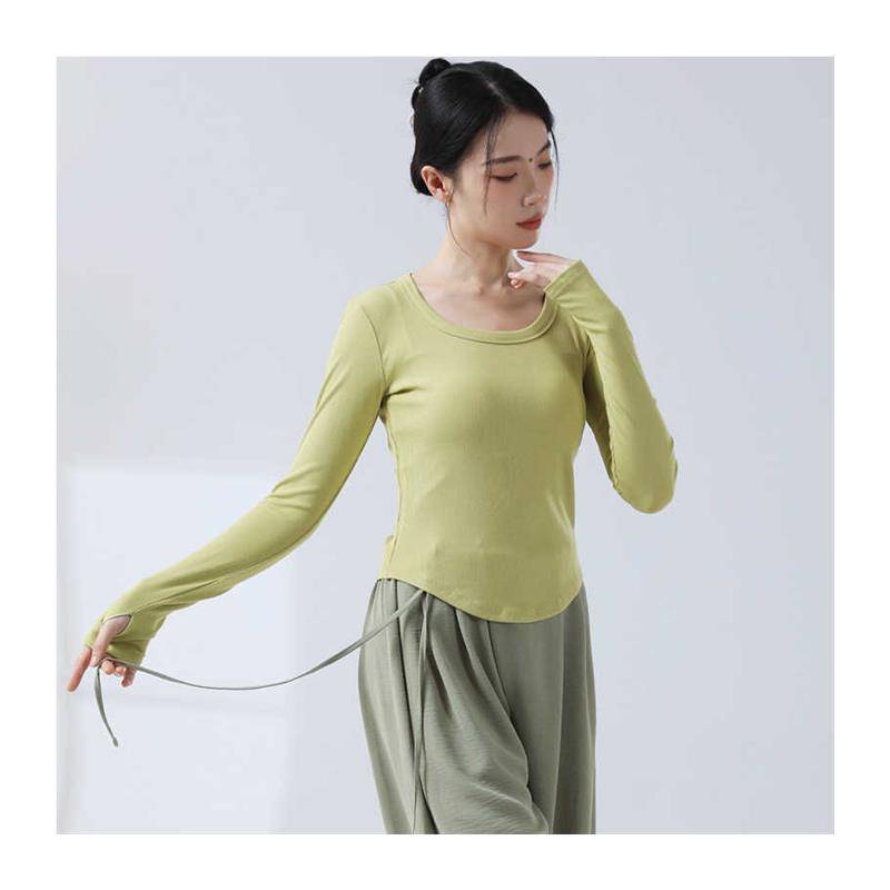 The new modern dance exercise female long -sleeved knitted knitting set refers to the classical dance repair of the dance clothing body