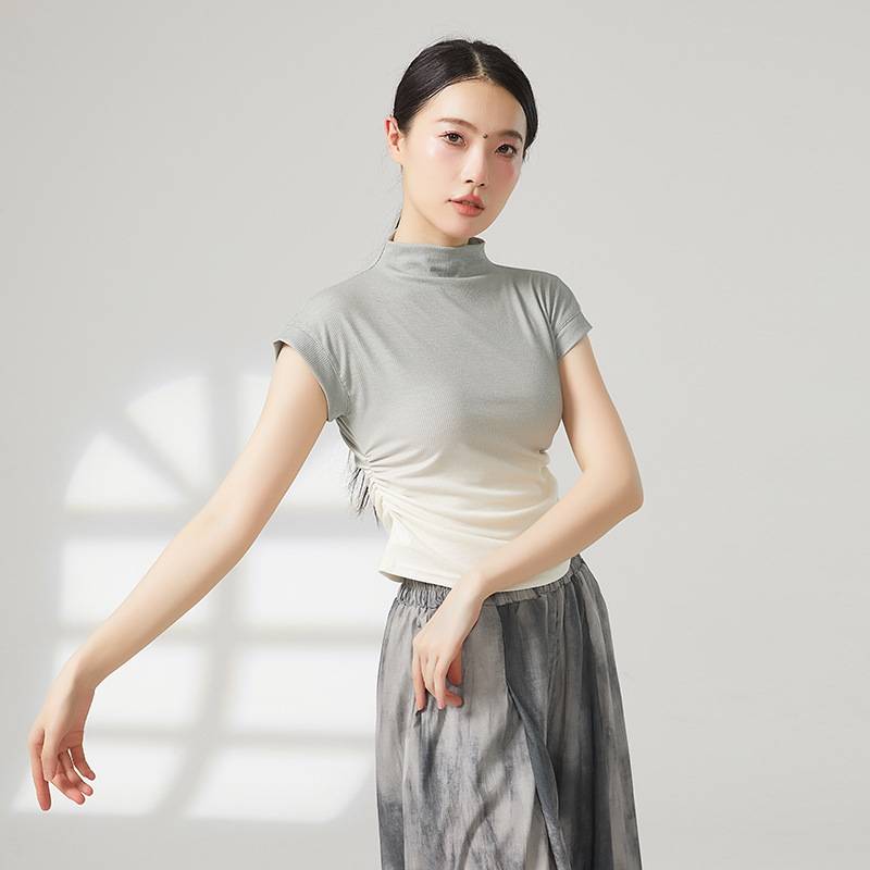 Modern dance top Classical dance clothes female summer gradient short -sleeved exercise training suit Chinese dance adult