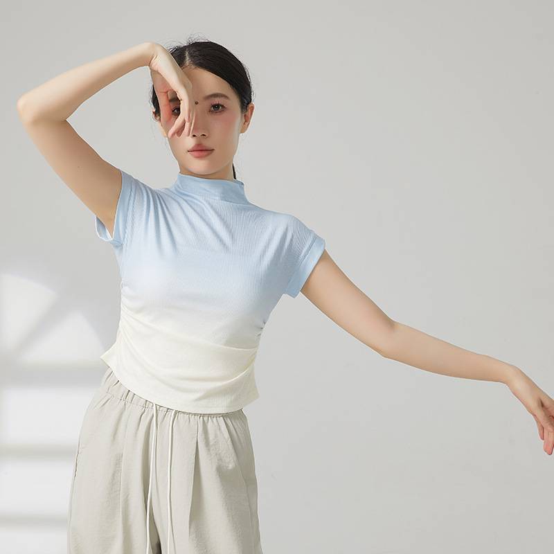 Modern dance top Classical dance clothes female summer gradient short -sleeved exercise training suit Chinese dance adult