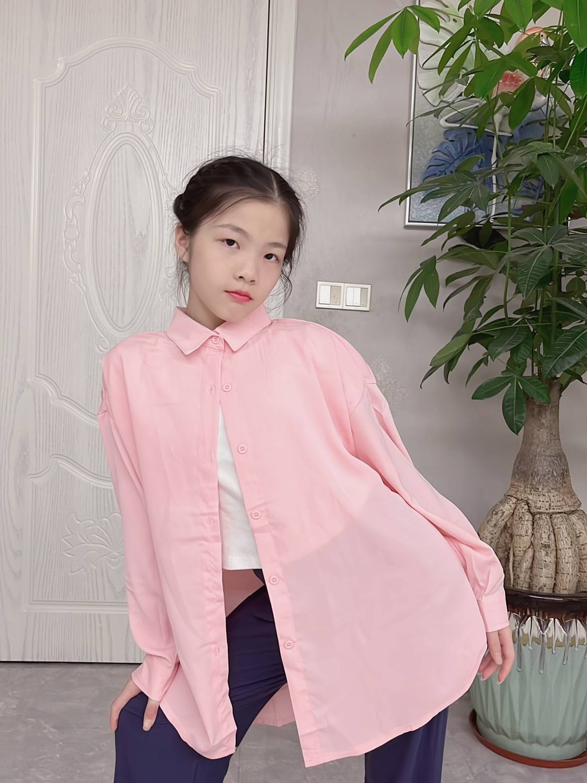 Modern dance large shirt men and women into children's same thin lyric lyrical and loose art test Chinese dance watch show