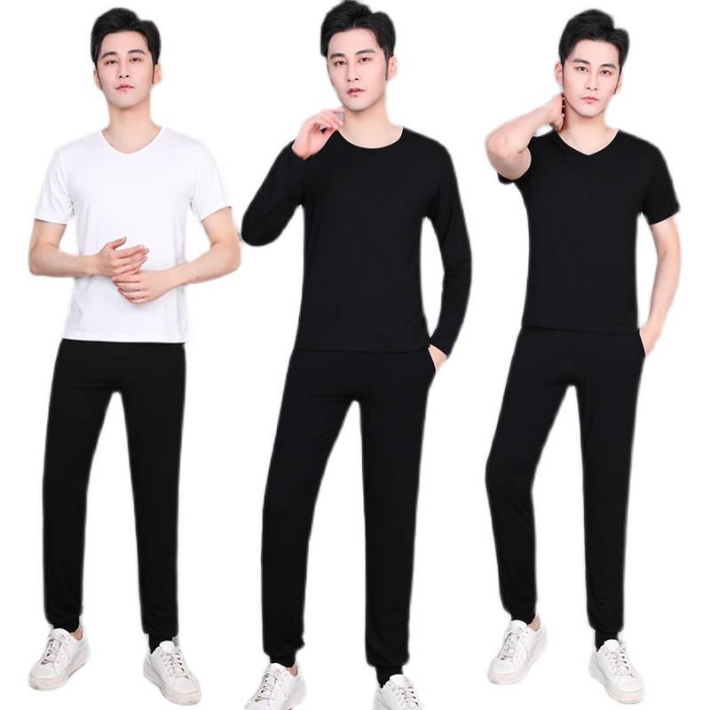 Dance clothes practice service men's loose student -shaped physical clothing modern dance Lauding dance Modal top pants suit